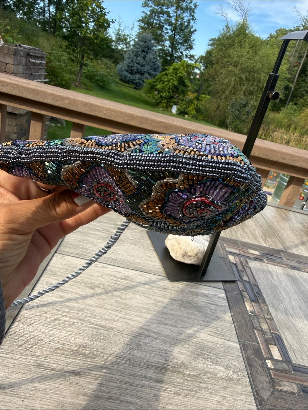 EUC Vintage seed bead Floral Scallop Hem Evening Bag - Picture 7 of 13